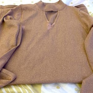 brand: connected apparel. size: medium. color beige/ pinkish with sparkles.